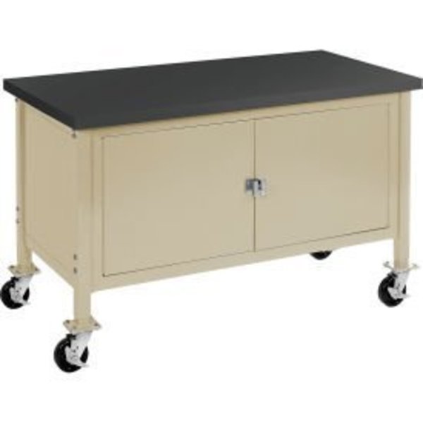 Global Equipment Mobile Cabinet Workbench - Phenolic Resin Safety Edge, 60"W x 30"D, Tan 249211TN